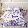 thumbnail image 1 of Homewish Purple Butterfly Twin Quilt Set For Girls,Hydrangea Flower Twin Coverlet Set,2pcs, 1 of 7