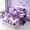 thumbnail image 1 of Homewish Purple Butterfly Twin Sheets, Diamonds Glitters Print Bedding, 3pcs (1 Flat Sheet, 1 Fitted Sheet and 1 Pillowcase), 1 of 6