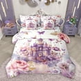 thumbnail image 1 of Homewish Purple Castle 7 Pieces Bedding Comforter Set,Rustic Flower Floral Full Bedding Set,Country Butterflies Fitted Sheet Flat Sheet For Girl,Luxury Bedroom Decor Reversible, 1 of 9