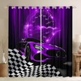 thumbnail image 1 of Homewish Purple Chic Automobile Black Out Curtains, Modern Checkered Flag Curtains Pack of 2 (42x63 Each), Extreme Sports Lover Bedroom Curtains, Blackout Curtains Home Decor, 1 of 6