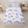 thumbnail image 1 of Homewish Purple Coquette Bowknot Girls Zipper Twin Comforter Sets with Fitted Sheet and 2 Pillowcases,Rustic Plant Flowers Zipper Bedding Set For Kids,Reversible,4-Piece, 1 of 7