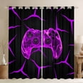 thumbnail image 1 of Homewish Purple Gamepad Controller Blackout Curtains Set of 2 (52x84 Each),Geometric Hockeycomb Hexagon Window Curtains,Modern Video Game Curtains and Drapes For Teens,Ultra Soft Home Decor, 1 of 6