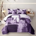 thumbnail image 1 of Homewish Purple Geometric Square Quilt King,Grunge Aesthetic King Coverlet Set,3pcs, 1 of 7