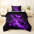 thumbnail image 1 of Homewish Purple Glowing Lightning Twin Comforter Sets,Abstract Geometric Bedding Set,Black Reversible,2 Pieces,1 Comforter and 1 Pillowcase, 1 of 7