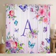 thumbnail image 1 of Homewish Purple Initial A Letter Blackout Curtains Set of 2 (52x84 Each), Watercolor Rose Floral Window Curtains, Kawaii Dreamy Butterfly Curtains and Drapes, Curtains and Drapes Decor, 1 of 6