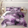 thumbnail image 1 of Homewish Purple Leopard Print Quilt Full,Animal Theme Full Bedspread Sets,3 Pieces, 1 of 7