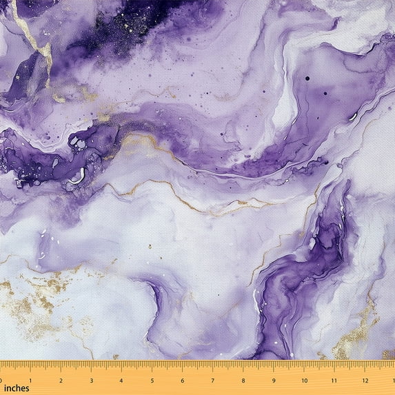 Homewish Purple Marble Abstract Fabric by the Yard 2 Yards, Modern Marbling Artwork Sewing Fabric, Adult Female Man Fabric for Sewing, Luxury Bedroom Decor
