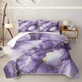 thumbnail image 1 of Homewish Purple Marble Bed Spread Queen,Gold Metallic Queen Coverlet Set,3 Pieces, 1 of 7