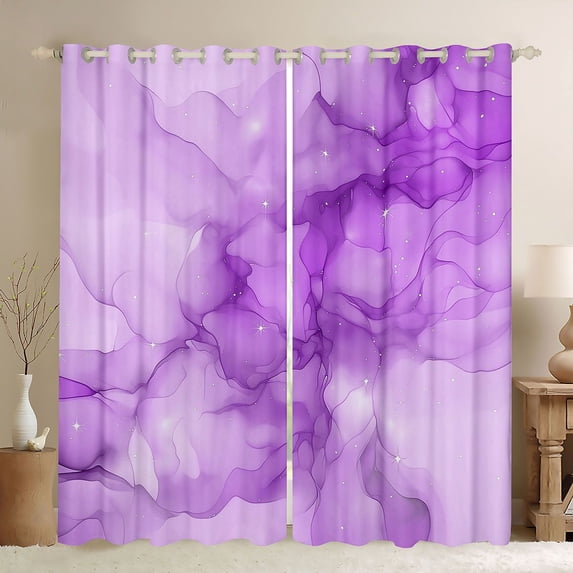 Homewish Purple Marble Blackout Curtains Set of 2 (52x84 Each) for Female Men Adults,Gradient Marbling Watercolor Window Curtains,Ombre Stone Pattern Curtains and Drapes,Luxury Bedroom Decor