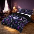 thumbnail image 1 of Homewish Purple Moon Sun Duvet Cover Queen, Hippie Leaves Flowers Queen Bedding, Black Reversible 3 Pieces, 1 Duvet Cover and 2 Pillowcases, 1 of 6