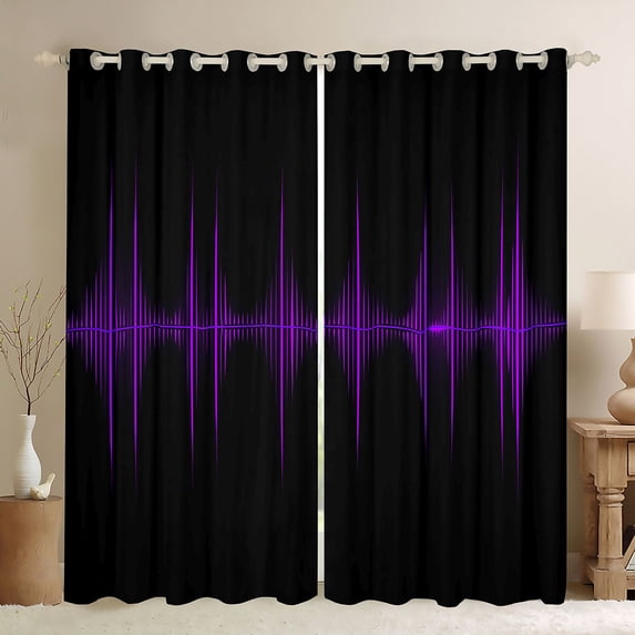 Homewish Purple Neon Stripes Blackout Curtains,Abstract Geometric Curtains Pack of 2 (42x84 Each)