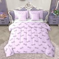 thumbnail image 1 of Homewish Purple Princess Bow-tie Bedding Comforter Set 7 Pieces, Kawaii Cartoon Bowknot Full Bedding Set, Teens Kids Girls Women Reversible Fitted Sheet Flat Sheet, Lightweight Room Decor, 1 of 7