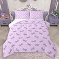 thumbnail image 1 of Homewish Purple Princess Bow-tie Full Size Comforter Sets, Kawaii Cartoon Bowknot Bedding Comforter Set, Teens Kids Girls Women Reversible Bedding Sets, Lightweight Room Decor, 3-Piece, 1 of 8