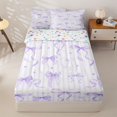thumbnail image 1 of Homewish Purple Ribbon Bowtie Kids Zipper Full Size Comforter Sets with Fitted Sheet and 2 Pillowcases,Girls Coquette Bowknot Zipper Bedding Set,Colorful Stars Reversible,4-Piece, 1 of 7