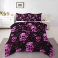 thumbnail image 1 of Homewish Purple Sugar Skull Full Size Comforter Sets,Spooky Halloween Bedding Comforter Set,Flower Duvet,Black Reversible,3 Pieces,1 Comforter and 2 Pillowcases, 1 of 7
