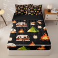 thumbnail image 1 of Homewish RV Trailers Camper Zipper Full Size Comforter Sets with Fitted Sheet and 2 Pillowcases,Happy Camping Zipper Bedding Set For Boys Kids,Black Reversible,4-Piece, 1 of 7