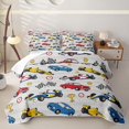 thumbnail image 1 of Homewish Race Car Bed Spread Queen For Boys And Girls,Red Blue Yellow Checkered Flag Queen Coverlet Set,3-Piece, 1 of 7