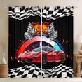 thumbnail image 1 of Homewish Race Car Black Out Curtains,Speed Extreme Sport Curtains Pack of 2 (42x63 Each),Classic White Black Checkered Bedroom Curtains For Boys,Luxury Bedroom Decor, 1 of 6
