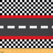 Homewish Race Car Fabric by the Yard 1 Yard,Racing Track Home Decor Fabric by the Yard,Geometric Plaid Striped Sewing Fabric For Boys Kids,Ultra Soft Home Decor