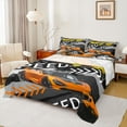thumbnail image 1 of Homewish Race Car Queen Sheet Set (4-Piece) Extreme Sport Gray Orange Decor For Boys, 1 of 7