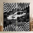 thumbnail image 1 of Homewish Racing Car Curtains Pack of 2 (42x84 Each) for Female Men Adults,Geometric Plaid Buffalo Curtains Blackout,Black White Bedroom Curtains,Breathable Home Decor, 1 of 6
