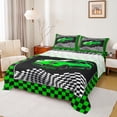 thumbnail image 1 of Homewish Racing Car Full Size Sheets 4-Piece for Female Men Adults,Geometric Plaid Buffalo Breathable Bed Sheets,Black White Green Lightweight Sheet Sets,Breathable Home Decor, 1 of 7