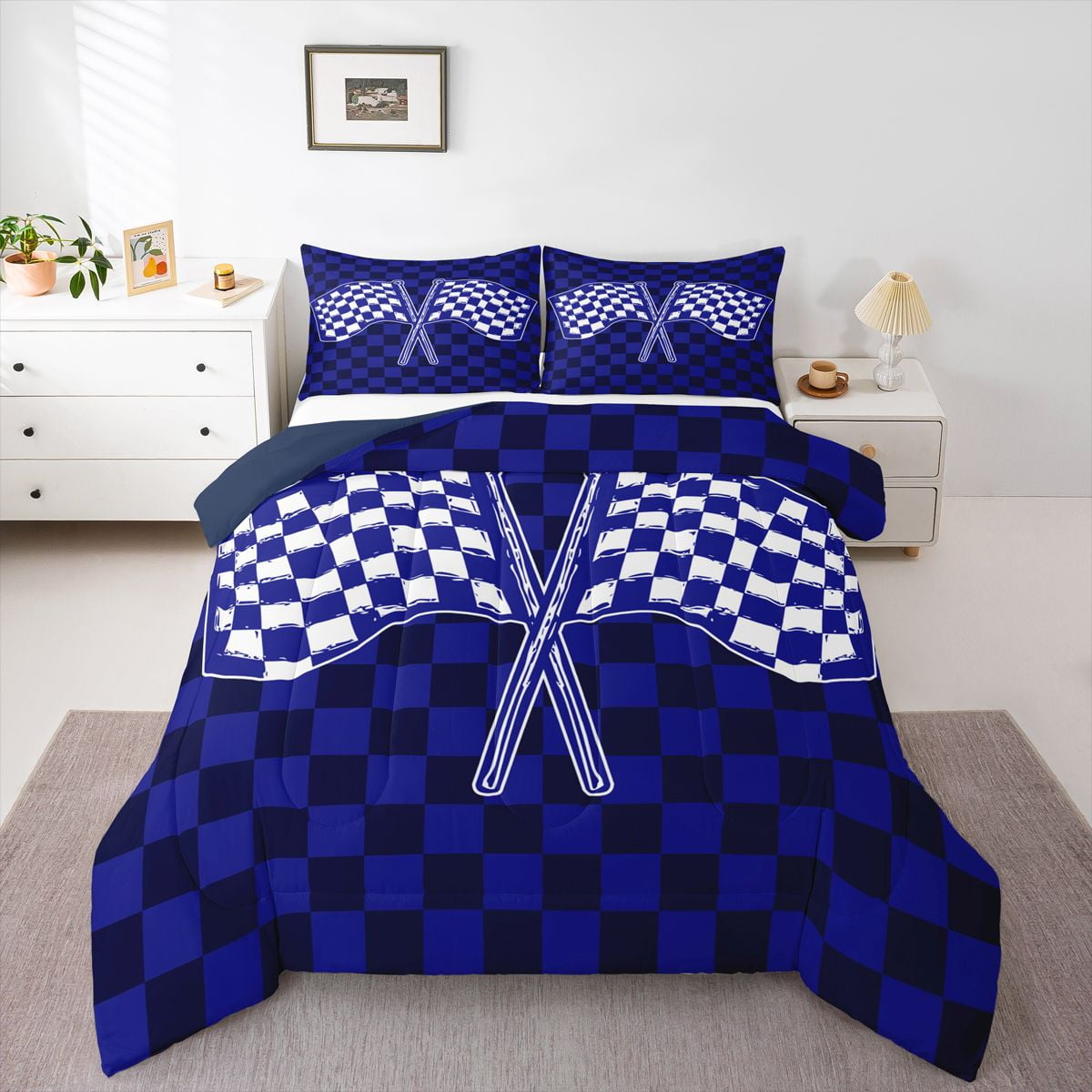 Homewish Racing Flag Full Size Comforter Sets,Teens Extreme Sport ...