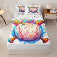 thumbnail image 1 of Homewish Rainbow Drippy Baseball & Bat Print Zipper Twin Comforter Sets with Fitted Sheet and 2 Pillowcases,Colorful Sports Zipper Bedding Set For Kids Boys And Girls,Reversible,4 Pieces, 1 of 7