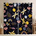thumbnail image 1 of Homewish Rainbow Flower Dragonfly Black Out Curtains,Boho Bohemain Style Curtains Pack of 2 (42x63 Each),Black Yellow Pink Bedroom Curtains For Kids Girl，Microfiber Bedroom Decor, 1 of 6