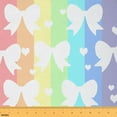 thumbnail image 1 of Homewish Rainbow Stripes Abstract Fabric by the Yard 2 Yards, White Ribbon Bow Sewing Fabric, Kawaii Princess Cartoon Fabric for Sewing, Microfiber Bedroom Decor, 1 of 6