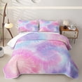 thumbnail image 1 of Homewish Rainbow Tie Dye Quilt Full For Girls,Purple Pink Full Bedspread Sets,3-Piece, 1 of 7
