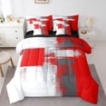 thumbnail image 1 of Homewish Red Abstract Ombre 7-Piece Twin Bedding,Grunge Aesthetic Bedding Comforter Set,Black Reversible, 1 of 8