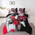 thumbnail image 1 of Homewish Red Abstract Print Queen Comforter Set,Aesthetic Geometric Comforter Sets Queen,Black Reversible,3 Pieces,1 Comforter and 2 Pillowcases, 1 of 7