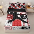 thumbnail image 1 of Homewish Red Black Baseball Patchwork Zipper Twin Comforter Sets with Fitted Sheet and 2 Pillowcases, Sport Zipper Bedding Set for Boys and Girls, Black Reversible, 4-Piece, 1 of 6