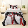 thumbnail image 1 of Homewish Red Black Circle Twin Comforter Sets,Modern Abstract Bedding Set,Light Gray Reversible,2 Pieces,1 Comforter and 1 Pillowcase, 1 of 7