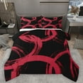 thumbnail image 1 of Homewish Red Black Graffiti Full Size Comforter Sets,Modern Abstract Geometric Bedding Comforter Set,Stripe Lines Circle Bedding Sets For Men Women,Ultra Soft Home Decor Reversible,3pcs, 1 of 8