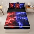thumbnail image 1 of Homewish Red Blue Lightning Zipper Twin Comforter Sets with Fitted Sheet and 2 Pillowcases,Aesthetic Artwork Zipper Bedding Set,Black Reversible,4pcs, 1 of 8