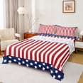 thumbnail image 1 of Homewish Red Blue Stripes Line Full Size Sheets for Kids, Cartoon Stars Print Bed Sheets, American Flag Sheet Sets, Microfiber Bedroom Decor, 4 Pieces, 1 of 7