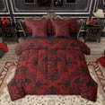 thumbnail image 1 of Homewish Red Boho Damask Bedding Comforter Set 7pcs for Adult, Tribal Hippie Dragon Queen Bedding Sets, Southwestern Theme Reversible Queen Sheet Sets, Super Cozy Room Decor, 1 of 8