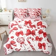 thumbnail image 1 of Homewish Red Bowknot 7-Piece Twin Bedding Sets for Children Kids,Merry Christmas Bedding Comforter Set,Xmas Candy Cane Breathable Sheet Sets,Ultra Soft Home Decor,Reversible, 1 of 8