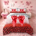 thumbnail image 1 of Homewish Red Bowtie Full Size Comforter Sets for Kids Girls, Sequins Cheetah Print Bedding Comforter Set, Polka Dots Reversible, 3 Pieces 1 Comforter and 2 Pillowcases, 1 of 6