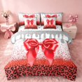 thumbnail image 1 of Homewish Red Bowtie King Bedding for Kids Girls, Sequins Cheetah Print King Bed in a Bag, Polka Dots Reversible, 7pcs, 1 of 7