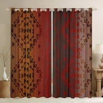 Homewish Red Brown Aztec Black Out Curtains for Adult, Hippie Stripes Abstract Curtains Pack of 2 (42x63 Each), Southwestern Style Bedroom Curtains, Curtains Blackout Decor
