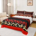 thumbnail image 1 of Homewish Red Brown Black Twin Sheet Sets,Leopard Print Twin Fitted Sheet,Safari Animal Cheetah Flat Sheet For Girl Boy,Microfiber Bedroom Decor,3pcs, 1 of 7