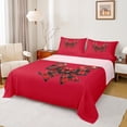 thumbnail image 1 of Homewish Red Buffalo Bowknot Twin Sheet Sets for Girl, Glitter Christmas Star Print Twin Fitted Sheet, Princess Style Flat Sheet, Microfiber Bedroom Decor, 3-Piece, 1 of 7