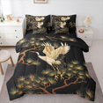 thumbnail image 1 of Homewish Red Crowned Cranes 7-Piece Twin Bedding,Oriental Ink Painting Bedding Comforter Set,Black Gold,Black Reversible, 1 of 8