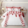 thumbnail image 1 of Homewish Red Drippy Baseball Stitch Print Quilt King,Sports Monogram King Coverlet Set For Kids Boys And Girls,3 Pieces, 1 of 7