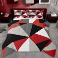 thumbnail image 1 of Homewish Red Gray Geometric Bedding Comforter Set,Triangle Plaid Pattern Twin Comforter Sets,Modern Abstract Grid Bedding Set For Boys Girls,Microfiber Bedroom Decor Reversible,2-Piece, 1 of 8