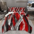 thumbnail image 1 of Homewish Red Grey Stripes Lines Bedding Comforter Set 2pcs for Female Men Adults,Vintage Aesthetic Twin Comforter Sets Microfiber,Geometric Theme Breathable Bedding Set,Luxury Bedroom Decor, 1 of 8