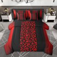 thumbnail image 1 of Homewish Red Leopard Print Twin Bedding Sets 7-Piece for Female, Chic Stripe Abstract Bedding Comforter Set, Modern Fashion Art Reversible Sheet Sets, Ultra Soft Bedroom Decor, 1 of 7